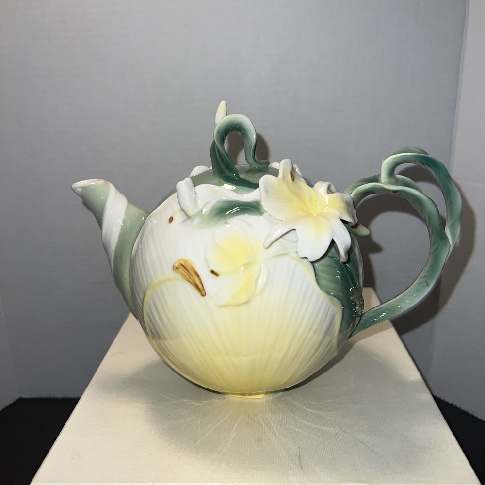 Pier 1 Imports 'Ginger Lily' Hand-Painted Franz Style Teapot Lid 3D Flower Box